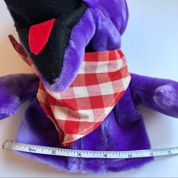 NEW Vintage Hand Puppet DINER SAURUS Stuffed Plush Animal Toy 9 3/4” Purple - Picture 11 of 16
